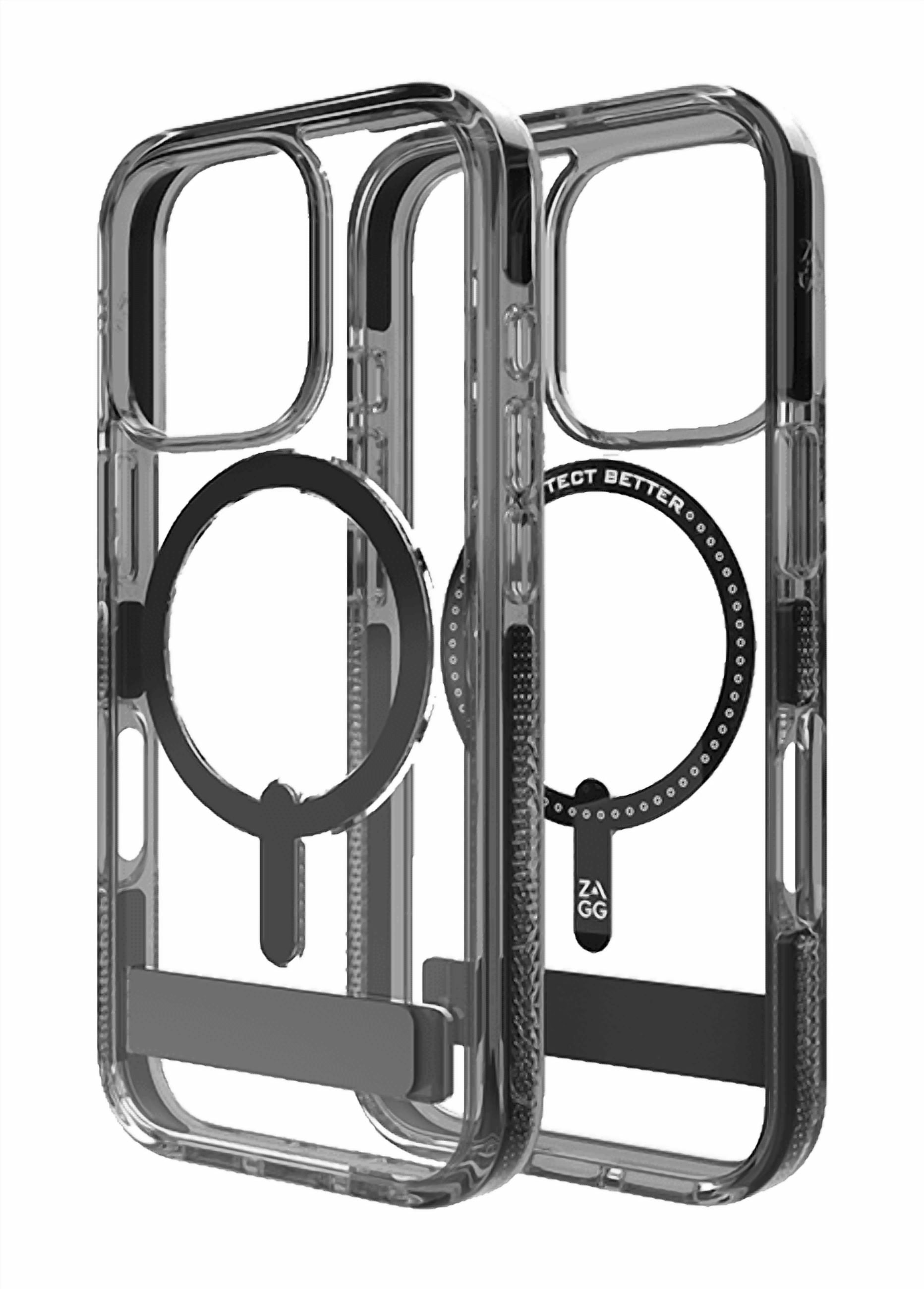 Zagg Piccadilly Snap Case with Kickstand and MagSafe for iPhone 16 Pro, Clear Black