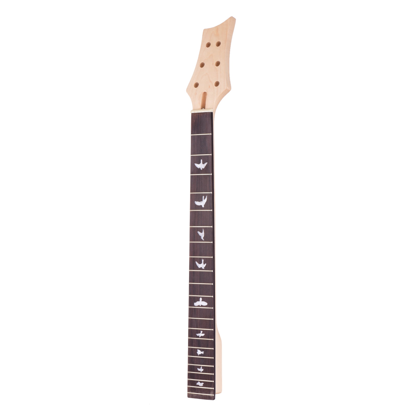 with White Birds Inlay Replacement,Wood 22 Frets Maple Wood Fingerboard ABMBERTK Universal Unfinished Electric Guitar Neck