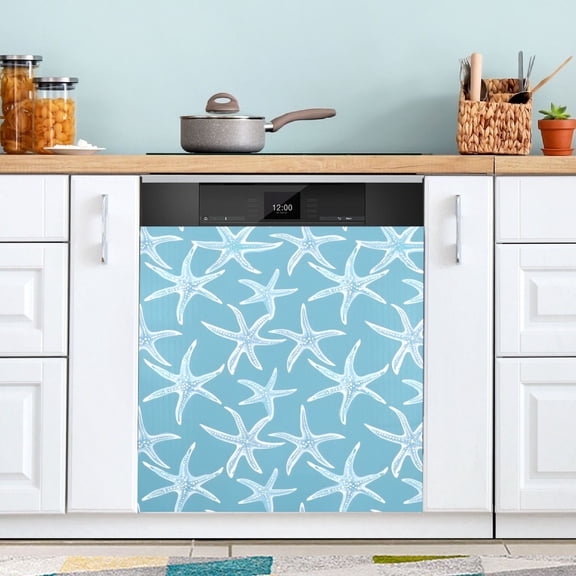 Blue Pastel Starfish Dishwasher Magnet Cover Magnetic Fridge Door Cover Home Kitchen Decor 23"x 26"