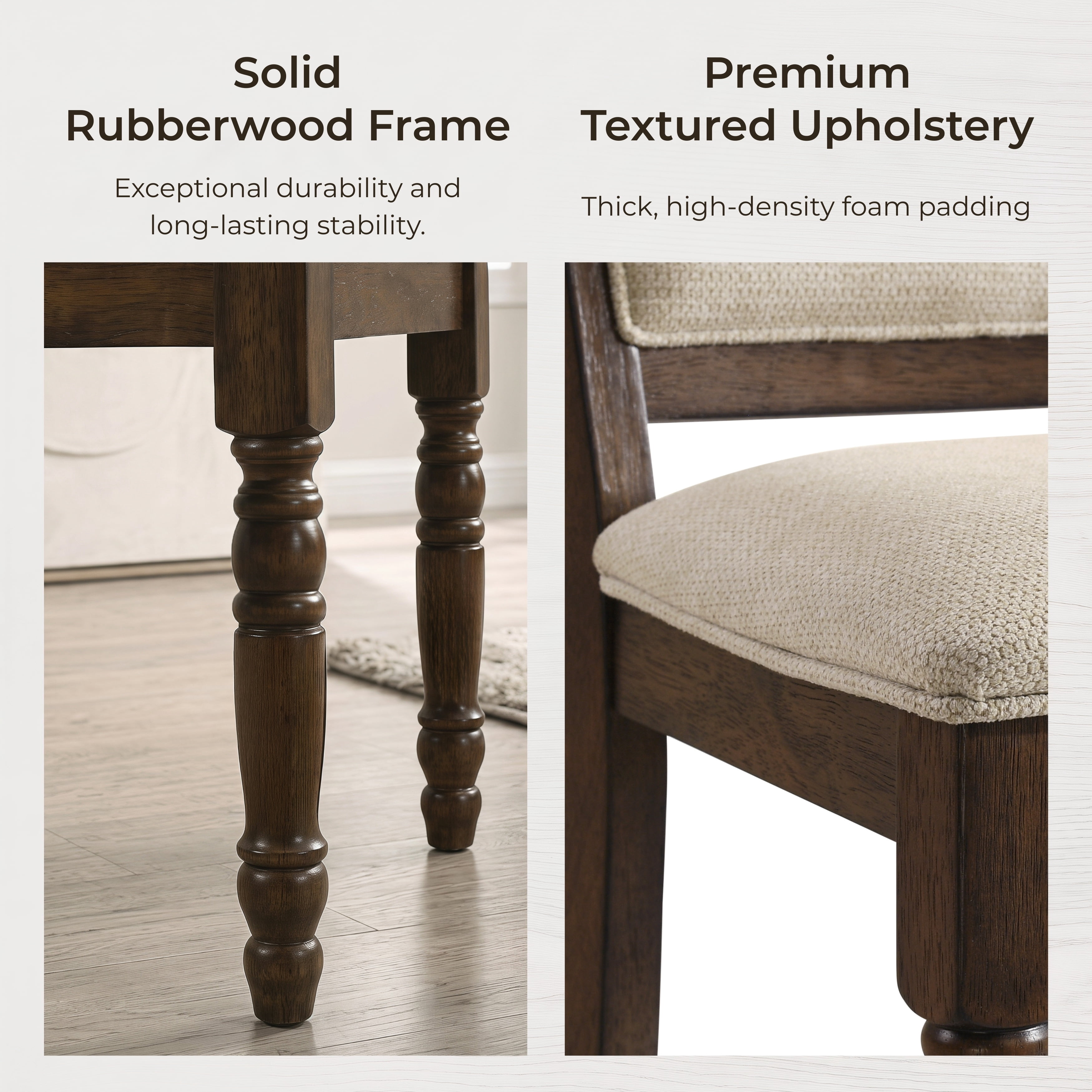 Roundhill Furniture Iris Turned Leg Wood Dining Chair, Set of 2, Walnut