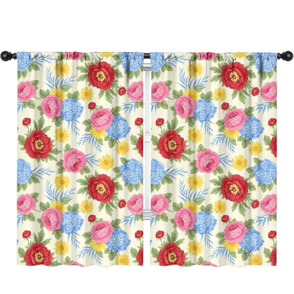 Pioneer Flower Floral Print Pattern Teens Curtains,Teens Insulated Curtains Set Of 2,Bedroom Essentials,Toddler Room Decor 52"x84"