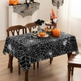 thumbnail image 3 of 60x84 Inch Rectangular Halloween Tablecloth Black Spider Web Table Cloth, Spillproof Washable Polyester Table Topper for Halloween Party Decorations, 3 of 5