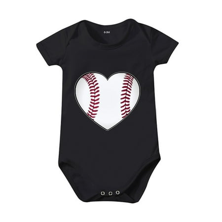 

Unisex Baby Onesie Clothing Summer Solid Color Baseball Cartoon Print Short Sleeve Crawl Romper Clothes 0 To 24 Months Kids Toddler Cute Daily Play