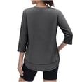 thumbnail image 4 of Women's Workout Shirts 3/4 Sleeve Loose Fit Tops Athletic Crewneck Gym Running Yoga Basic T-Shirt Gray XL, 4 of 6