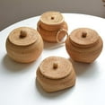 thumbnail image 2 of Round Rattan Basket with Lid:Farmhouse Decorative Box,Small Woven Basket Desktop Tray,Multifunctional Storage Wicker Basket for Bread,Cookies,Keys (G), 2 of 9