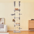thumbnail image 5 of Furcato 92.1"-101.6" Adjustable Height Cat Tree, Floor to Ceiling Cat Tower, 7 Tiers Cat Climbing Tree with Hammock, Light Grey, 5 of 10