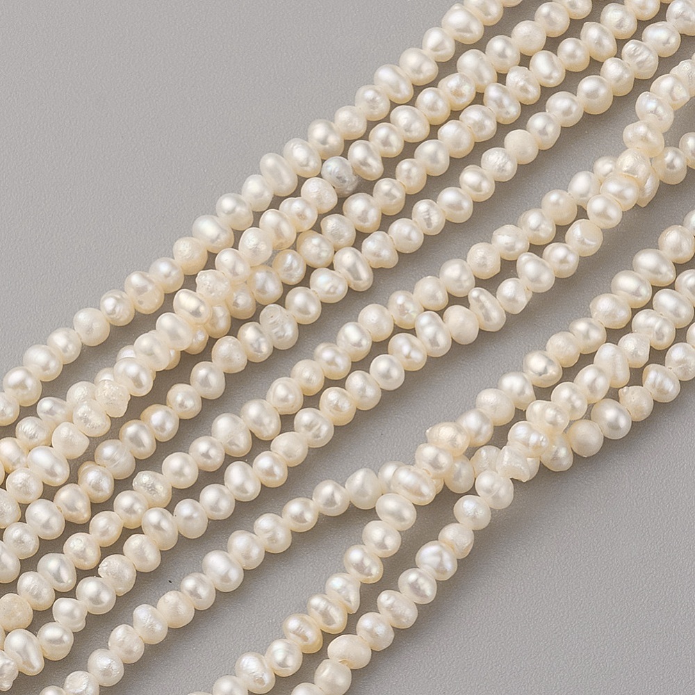 1strand Natural Cultured Freshwater Pearl Beads Strands Potato White 3~3.5x2.3~2.6mm Hole: 0.5mm about 142~150pcs/strand 14.5 inch(37cm)