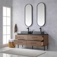 thumbnail image 4 of Trento 60" Double Concrete Sink Bath Vanity in North American Oak with Mirror, 4 of 12