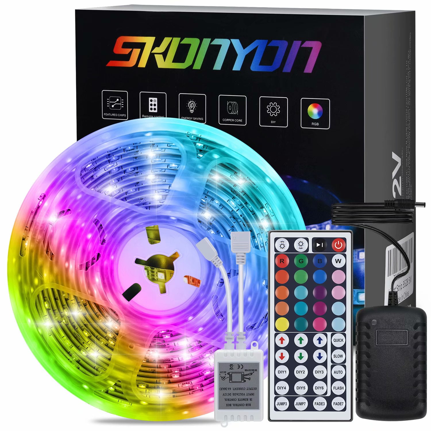 16.4ft RGB 5050LEDs Color Changing Full Kit with 24key Remote Control and Power 
