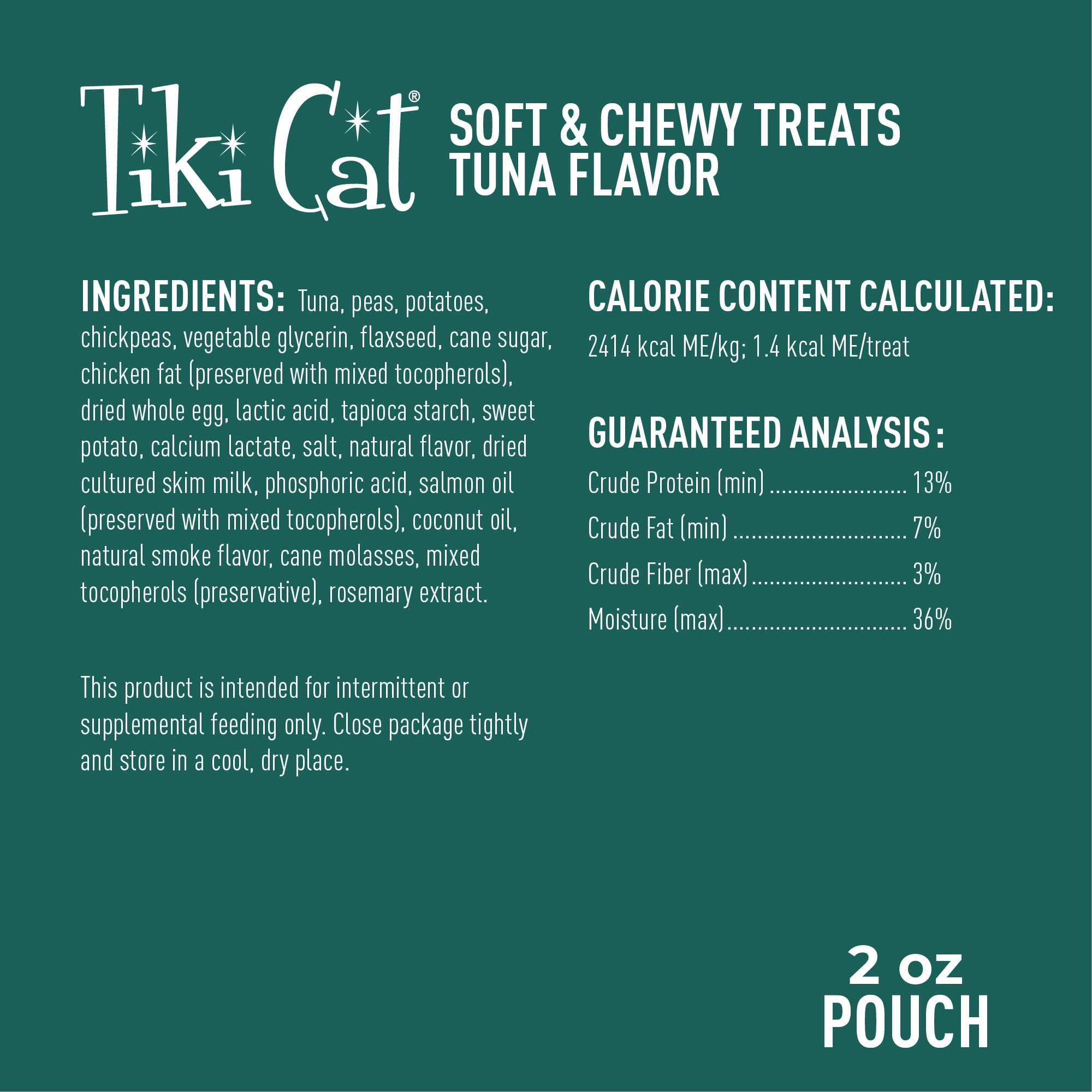 (2 pack) Tiki Cat Soft & Chewy Tuna Flavor Treats, 2 oz. Bag