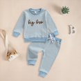 thumbnail image 2 of TOWED22 Toddler Baby Girl Fall Winter Clothes 2pcs Set Long Sleeve Crewneck Sweatshirt and Pants Cute Print Outfits Clothing(Blue,4-5 Y), 2 of 5