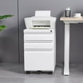 thumbnail image 4 of Mobile File Cabinet with 3 Drawers, Under Desk Metal Filing Cabinet on Wheels, Storage Cabinet with Lock for Legal/Letter/A4 Files, Fully Assembled, White, D8949, 4 of 12