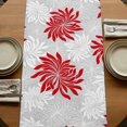 thumbnail image 5 of Red Grey Flowers Burlap Cotton Table Runner 13x120 Inches Long, Modern Abstract Blooms Floral Farmhouse Table Runners, Outdoor Dining Tablecloths Decor for Baby Shower/Party/Wedding, 5 of 8