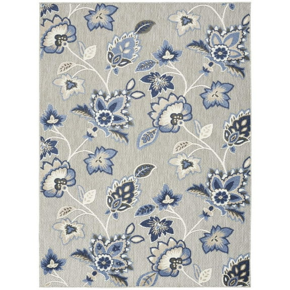 Nourison Aloha Indoor/Outdoor Blue/Grey 6' x 9' Area Rug, (6x9)