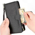 thumbnail image 4 of Magnetic Wallet Leather Case with Zipper Pocket and Card Holder for Galaxy M32 4G Hand Strap Protective Cover, 4 of 5