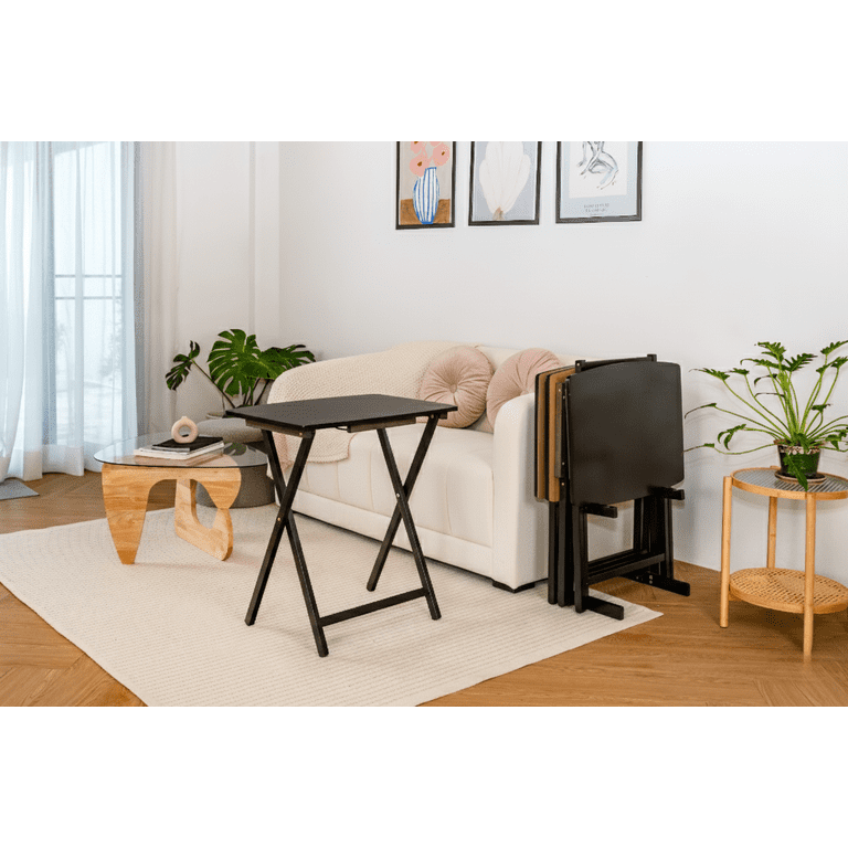 Mainstays XL Oversized 5-Piece Rubberwood Folding TV Tray Table