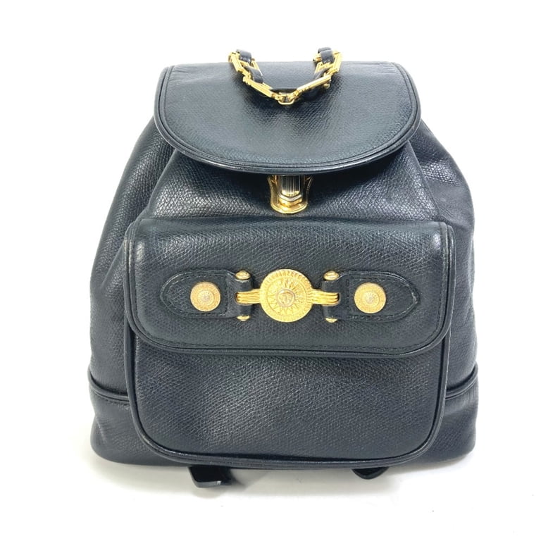 Gianni Versace Black Enamel Backpack with Gold Accents Gianni Versace Backpack Enamel Black Gold Auth bs26902 | eBay main image 2