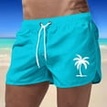 thumbnail image 2 of Men's Swim Trunk Coconut Tree Quick Dry Swim Shorts Board Shorts With Pockets Beach Swimwear Sky Blue L, 2 of 4