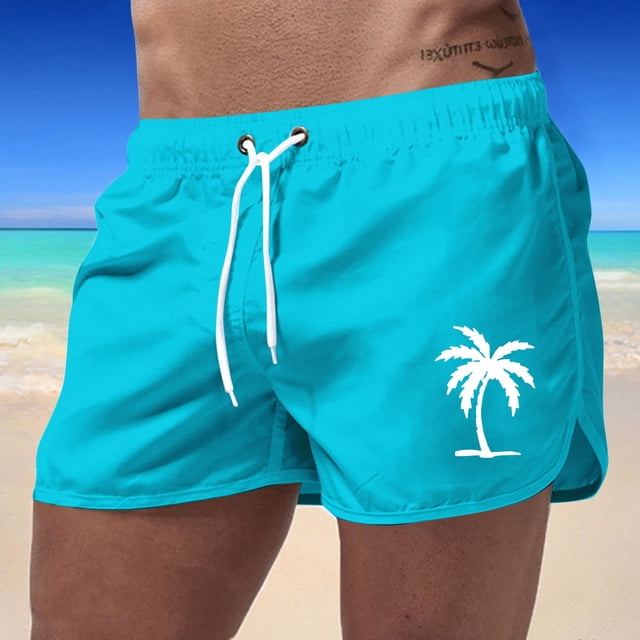 WILLBEST Pantalones Cortos Deportivos para Hombre, Pantalones Cortos Deportivos de Verano para Hombre, de Talla Grande, A La Moda, Informales, con Estampado de Cocoteros, para Playa