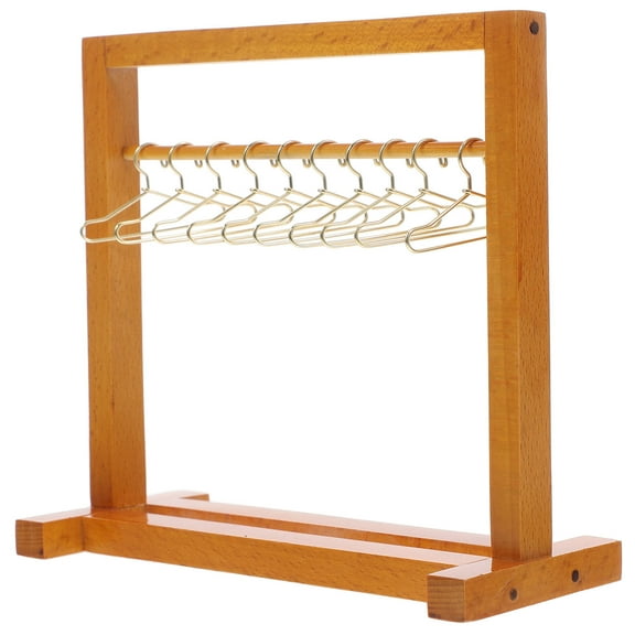 Hemoton 1 Set Dollhouse Clothes Stand Miniature Mini Furniture Kids Clothing Rack Dress Up Rack Tiny Clothes Drying Rack Dollhouse Clothes Hanger for Baby Clothes