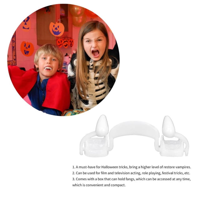 Colmillos de vampiro de Halloween Accesorios de disfraces de dientes falsos retráctiles de plástico