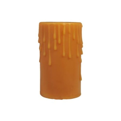 3.5"W X 6"H Poly Resin Honey Amber Flat Top Candle Cover