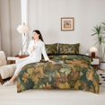 thumbnail image 4 of Castle Fairy Fall Leaves Deer King Bedding 7pcs for Boys,Jungle Animal King Bed in a Bag,Brown Olive Orange,Black Reversible, 4 of 7