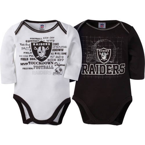 NFL NFL Oakland Raiders Baby Boys Long Sleeve Bodysuit Set, 2Pack