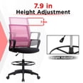 thumbnail image 2 of FDW Tall Adjustable Office Chair w/ Foot Ring, Ergonomic Mesh Mid-Back Desk Chair, Pink, 2 of 7