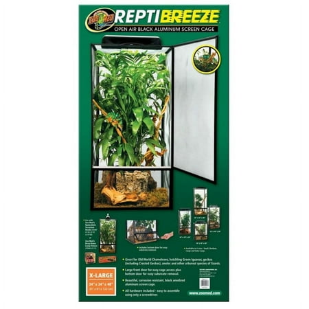 UPC: 0097612091137 | Zoo Med Reptibreeze Open Air Aluminum Screen Cage – Black – X-Large (24 L x 24 W x 48 H)