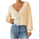 thumbnail image 2 of Suéter de cuello en V para mujer, cárdigan informal de moda con cuello en V y botones de manga larga, top de acrílico para mujer, 2 of 4
