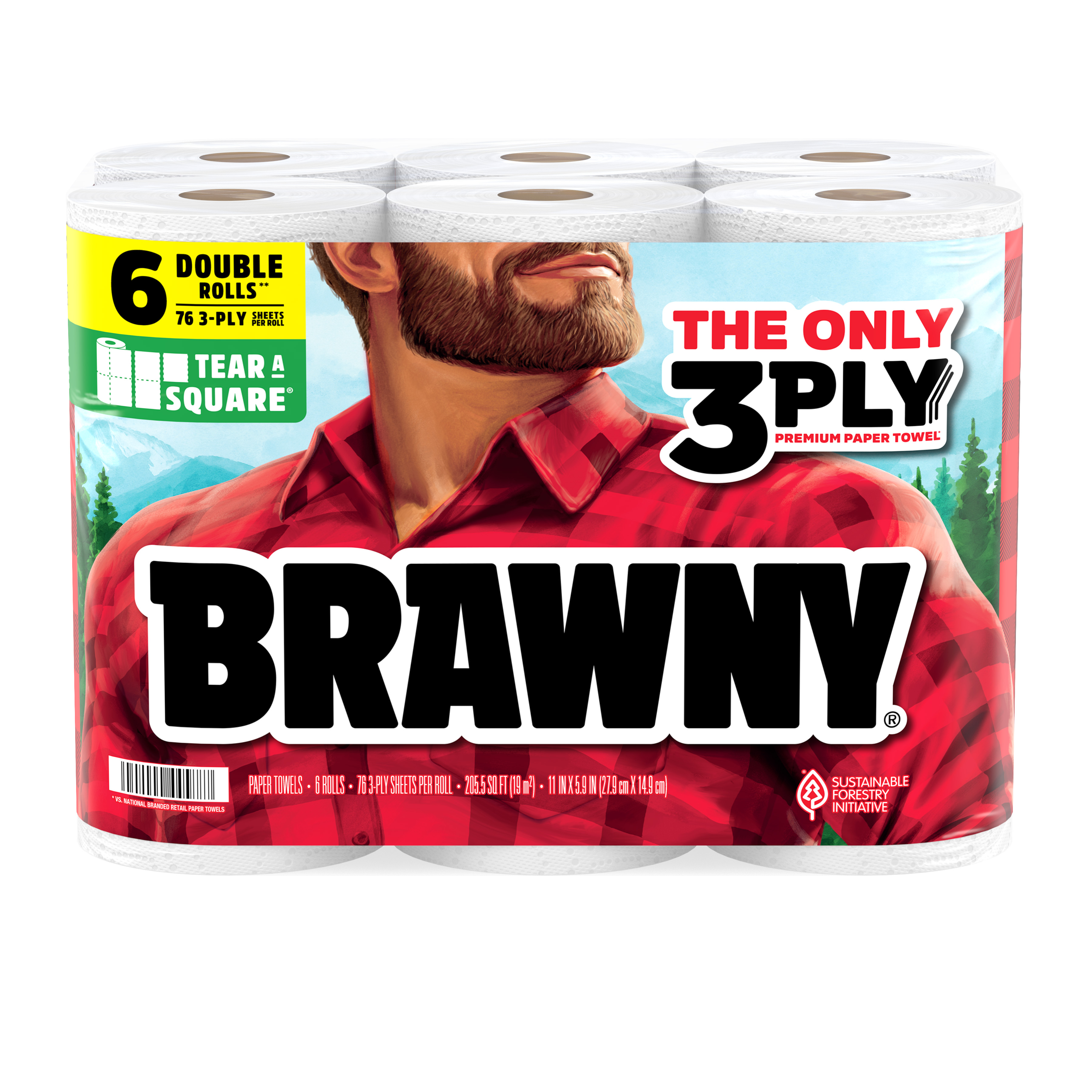Brawny Tear-A-Square Paper Towels, 6 Double Rolls photo 2