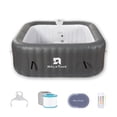 thumbnail image 2 of RELXTIME 73*73 inch Portable Square Inflatable Massage Pool for 4-6 People Outdoor Spa with 130 Bubbling Massage Jets, Built-in Heating Pump with Two Cartridges, Gray, 2 of 7