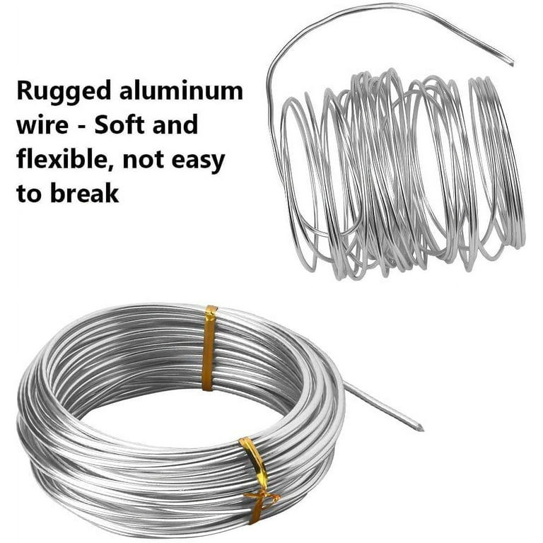 Silver Aluminum Craft Wire, 5 Assorted Sizes (1 mm, 1.5 mm, 2 mm, 2.5 mm and 3 mm in Thickness) Aluminum Wire Rolls for DIY Sculpture and Crafts, Each