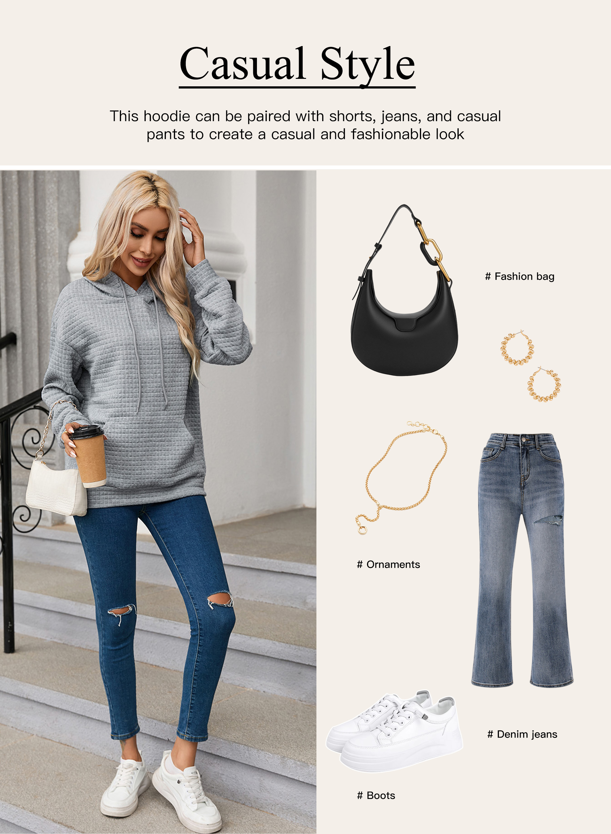 Eytino Women's Waffle Pullover Hoodie with Pockets photo 8