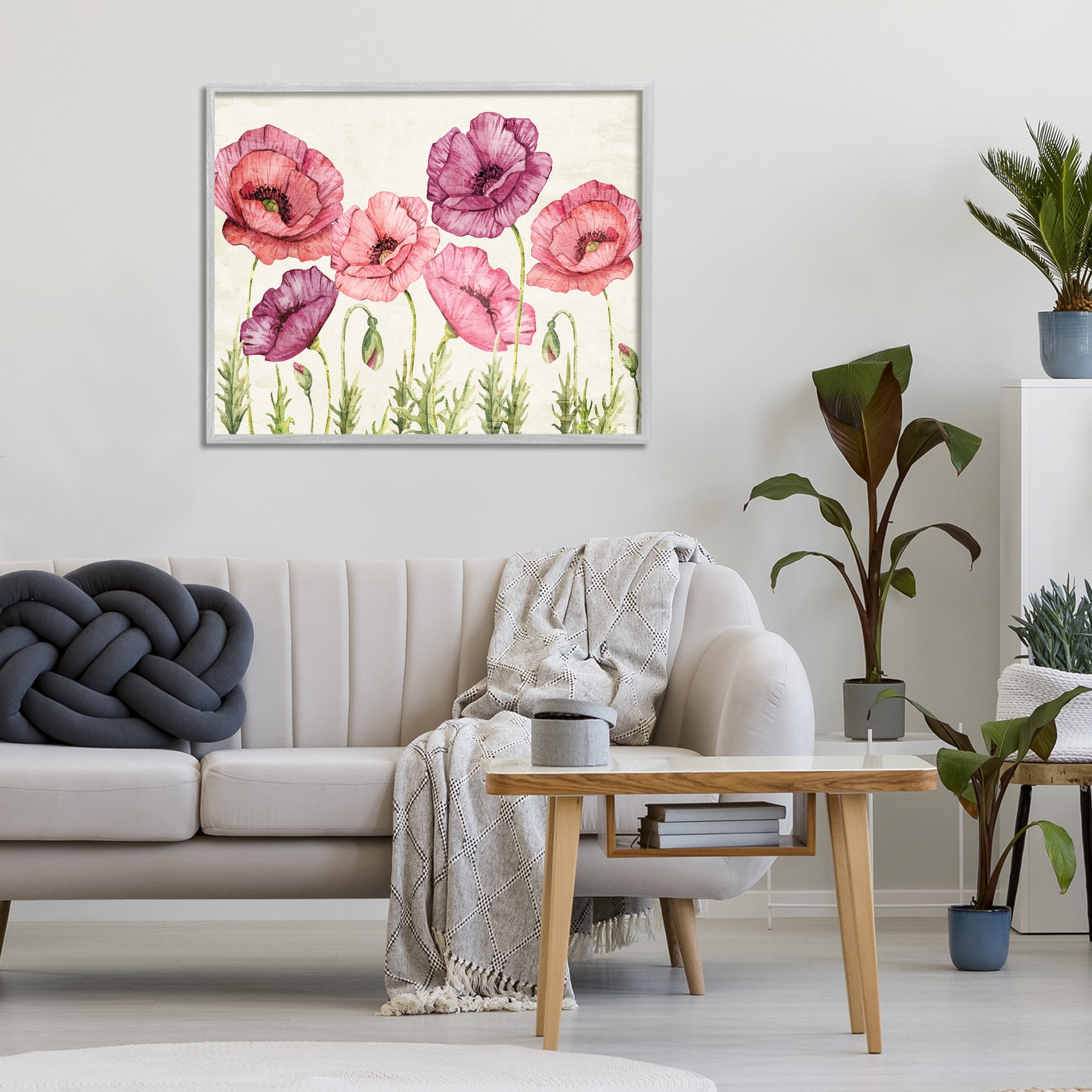 Stupell Industries Poppy Days Vintage Blooms Gray Framed Giclee Art, design by Kim Allen