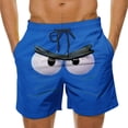 thumbnail image 2 of Lcziwo Mens Drawstring Board Shorts Funny Face Print Loose Bathing Suit Elastic Waist Quick Dry Beach Swim Trunks Blue,XXL, 2 of 6