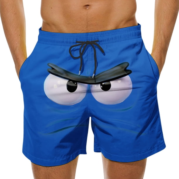 Pantalones Cortos de Cintura Elástica Casual Divertido Impreso Pantalones de Baño Ligeros Cordón Playa Verano