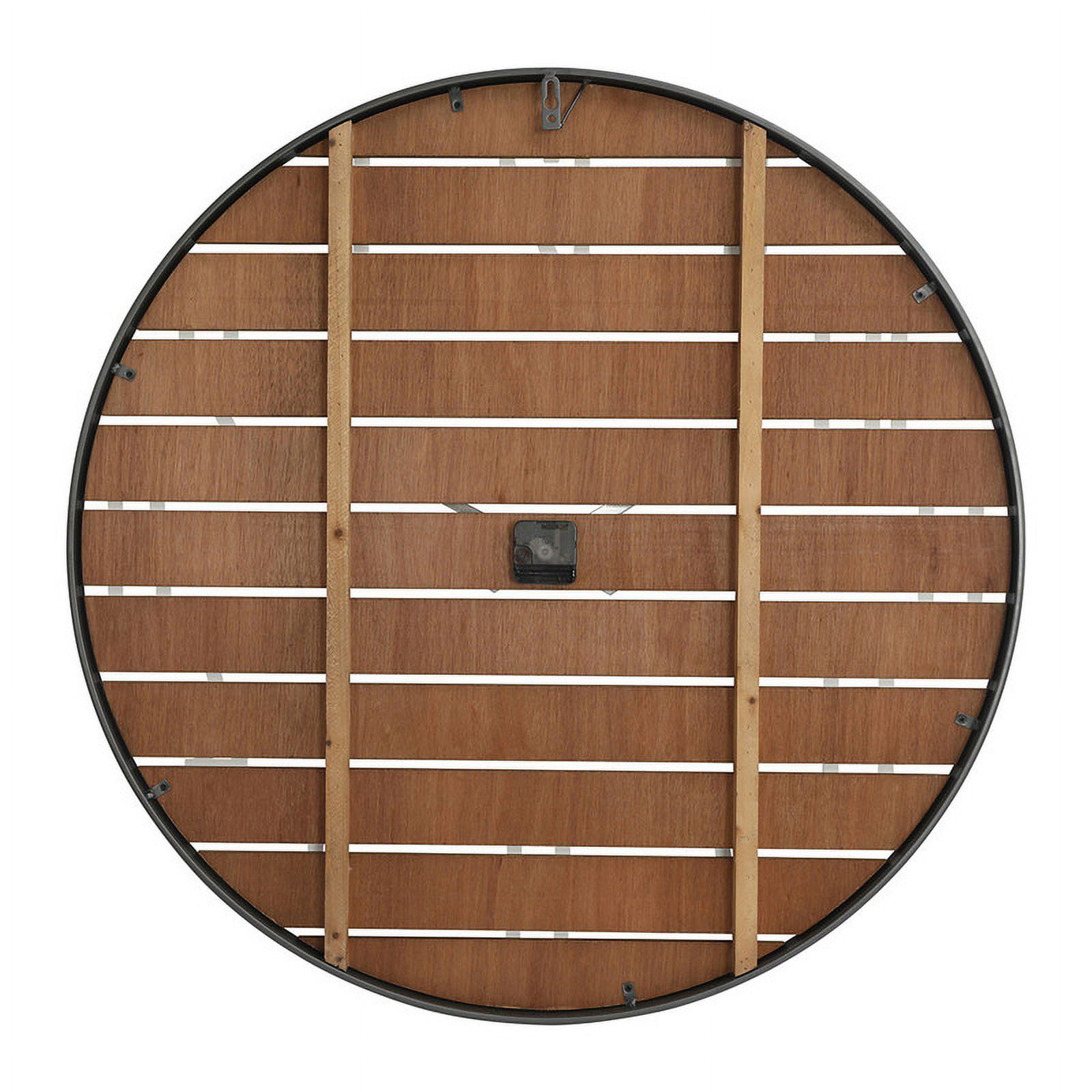 Lorena Brown Round Wood Farmhouse Wall Clock