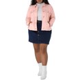 thumbnail image 2 of GRACE & GRANDEUR Women's Plus Size Washed Button Front Frayed Denim Jacket Pink 3X, 2 of 6