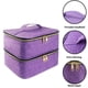 thumbnail image 5 of Bolsa de almacenamiento organizadora de doble capa para esmalte de uñas, lámpara de manicura, herramientas de manicura, aceites esenciales y viajes, color morado, 5 of 5