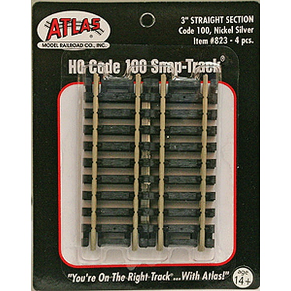 Code 100 Nickel Silver 3" Straight Snap-Track HO Scale Trains, For use with your ho scale layout. By Atlas