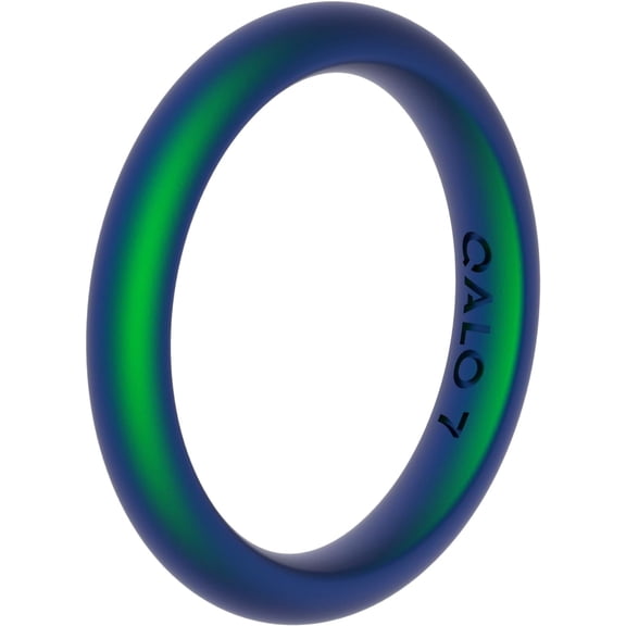QALO Women's Holographic Green Classic Stackable Silicone Ring – Durable Wedding Bands with Flexible Comfortable Fit – Skin-Friendly and Lightweight Design – Size 06