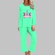 thumbnail image 1 of Puntoco Conjunto De Pantalones Y Manga Larga Con Cuello Redondo Y Estampado De Cáncer De Mama Para Mujer, Color Verde Menta, Xl, 1 of 4