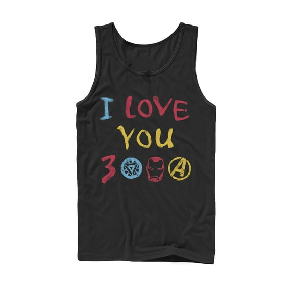 Men's Marvel Love You 3000 Crayon Print  Tank Top Black Large