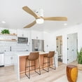 thumbnail image 5 of 52"Wooden Ceiling Fan With 3 Color LED Light & 3 Solid Wood Blades, Ceiling Fan with Remote Control, Ultra-Quiet DC Motor, for Dining Room, Living Room, Office, White, 5 of 9