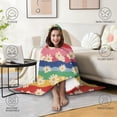 thumbnail image 4 of Wearable Blanket,Pioneer Flower Floral Print Pattern Hooded Wearable Flannel Blanket for Adults & Teens with Buckle,Winter Poncho Shawl Wrap Cape,50"x60", 4 of 5