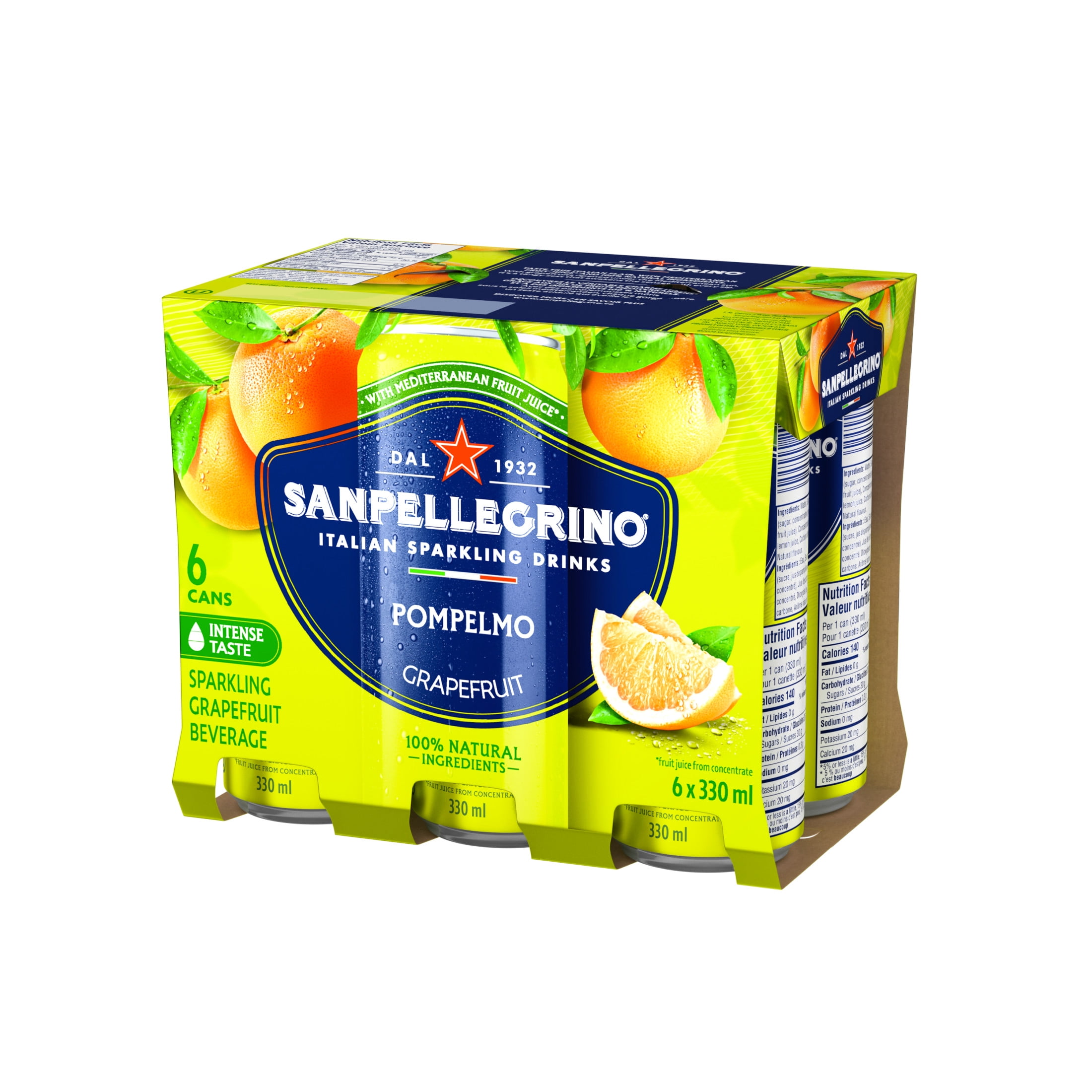 San Pellegrino Naturali Pompelmo Sparkling Grapefruit Beverage 6 x 330mL, 6 x 330mL