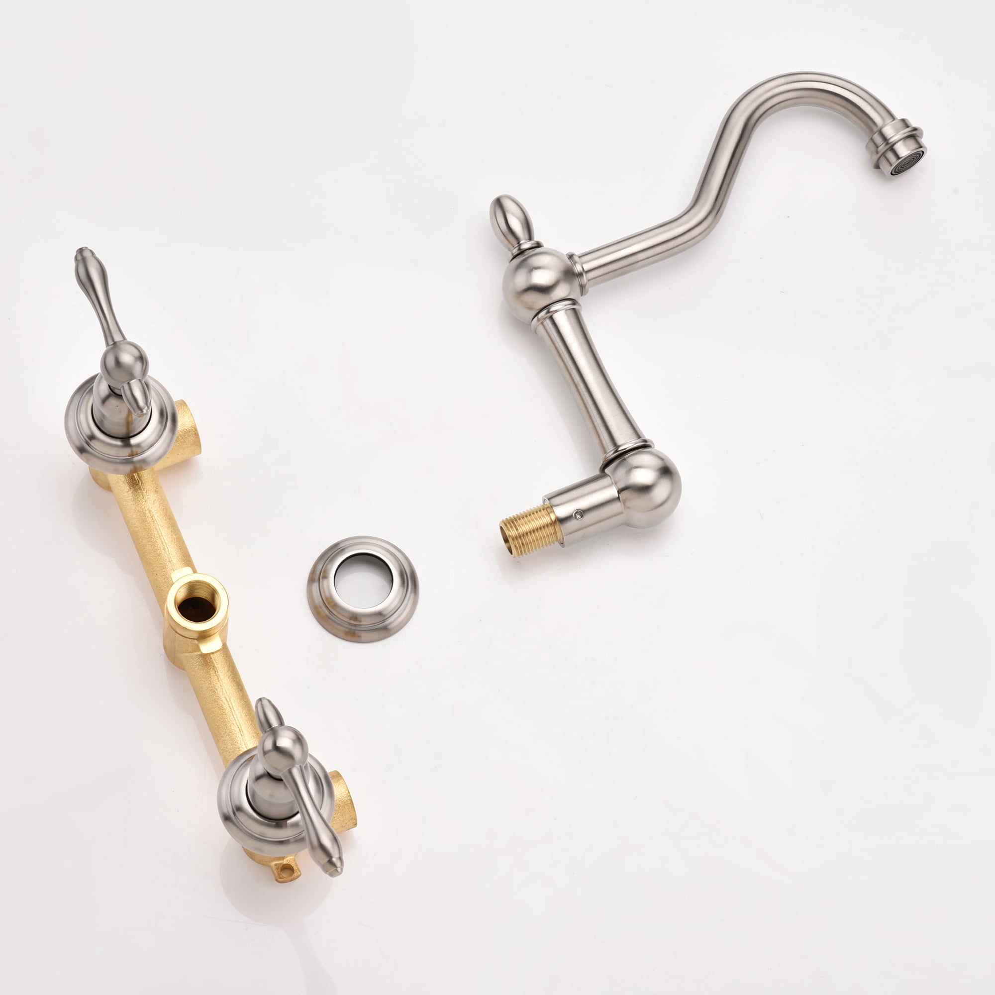 sumerain Wall Mount Bathtub Faucet Brushed Nickel Tub Filler, 8 Inches Center