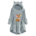 thumbnail image 2 of WXLWZYWL Women's Cute Sweatshirts Christmas Hoodie for Women Oversized Pullover Tops Long Sleeve Hooded Double-Sided Fleece, 2 of 5